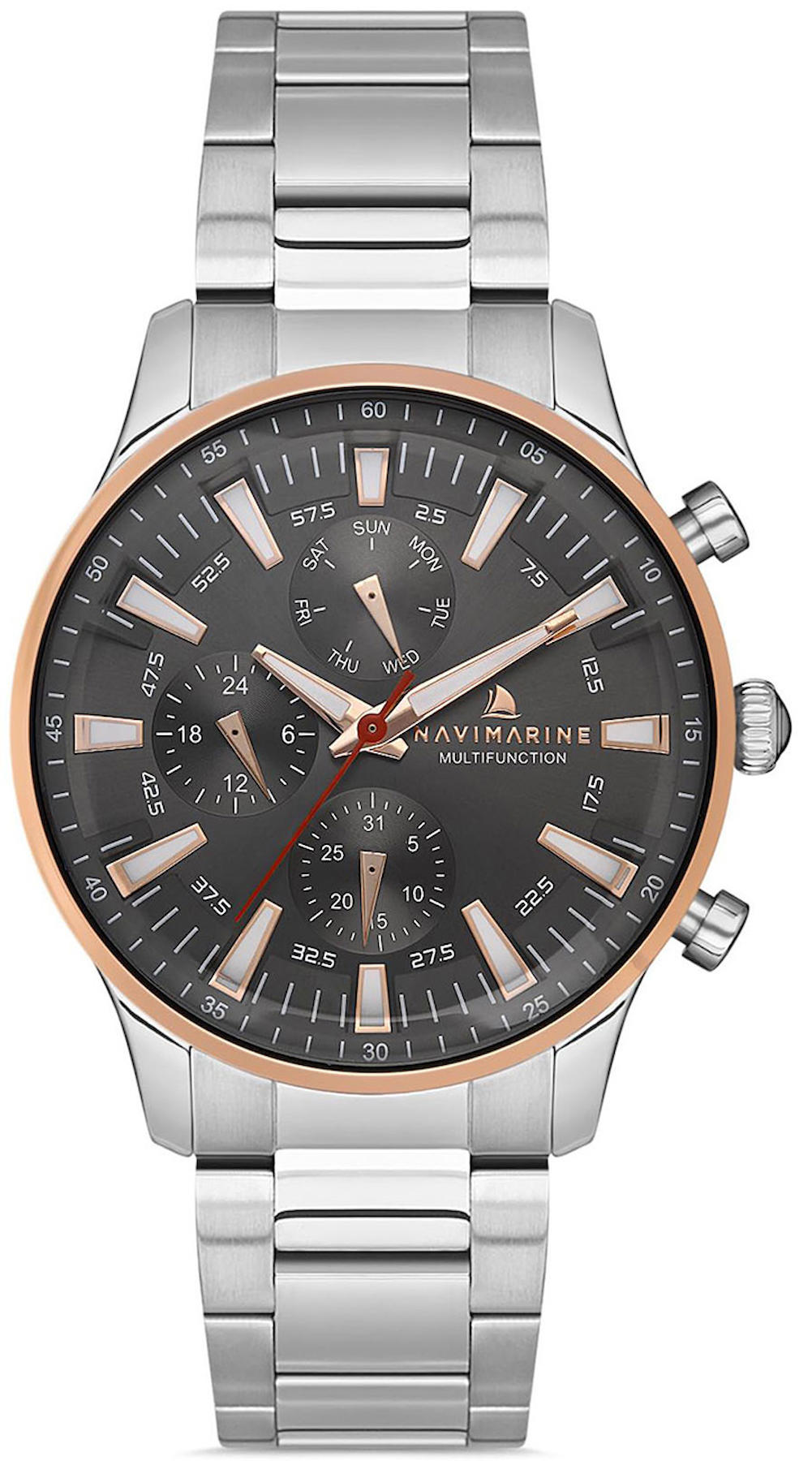 Navimarine NM132-03 Takvimli 42 mm Çelik Kordon Analog Kol Saati