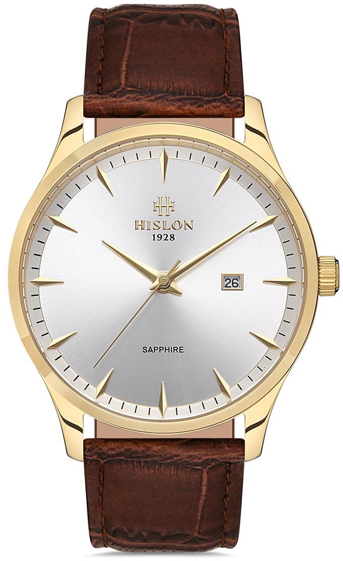 Hislon CL128G-03KG Takvimli 42 mm Kahverengi Deri Kordon Analog Kol Saati