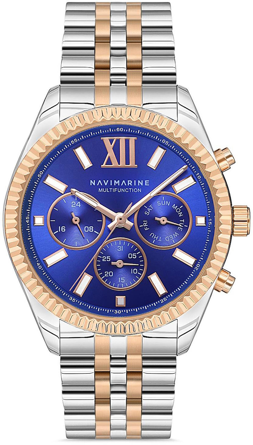 Navimarine NM151-04 Takvimli 44 mm Altın-Çelik Kordon Analog Kol Saati