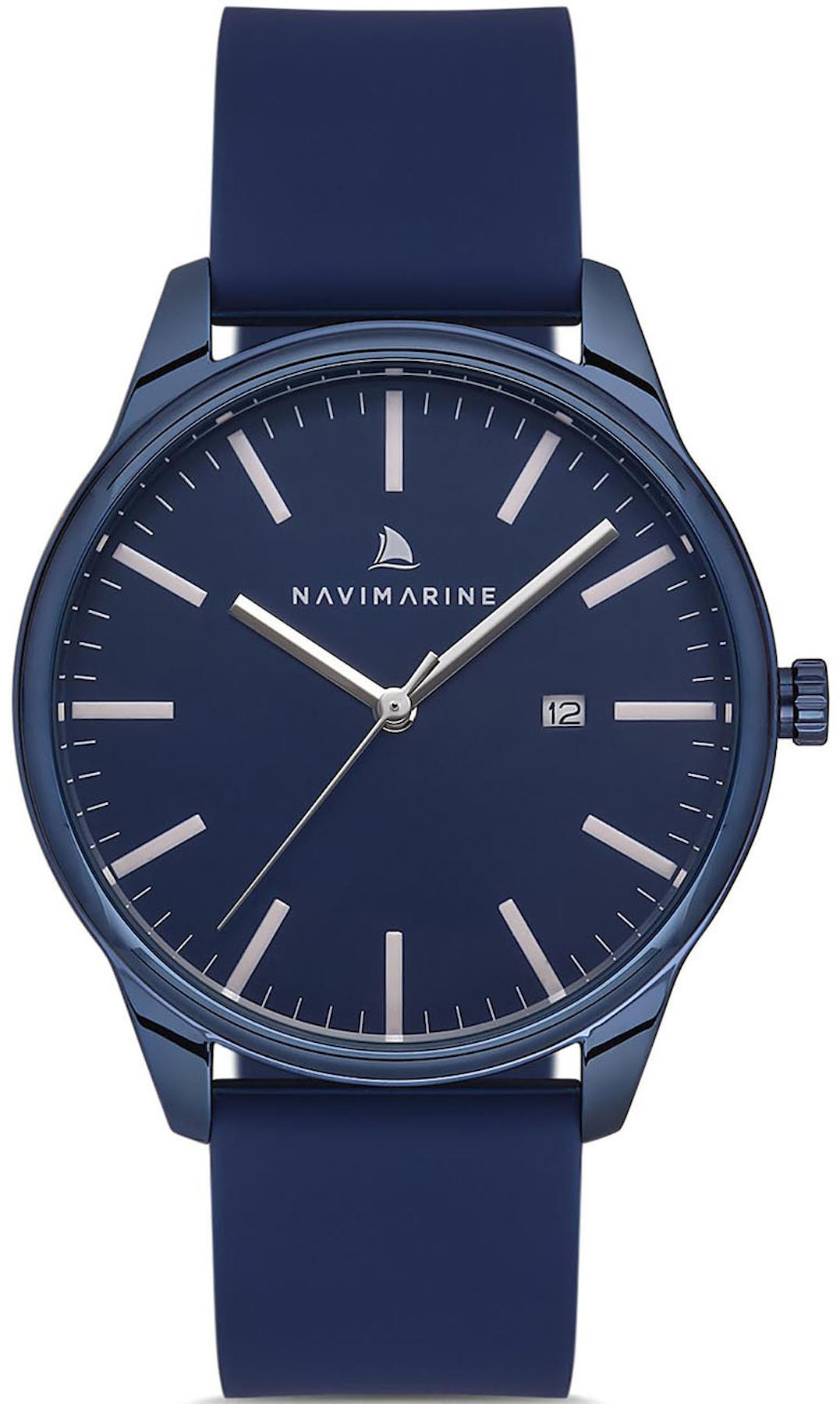 Navimarine NVM59-H3 Takvimli 45 mm Mavi Silikon Kordon Analog Kol Saati