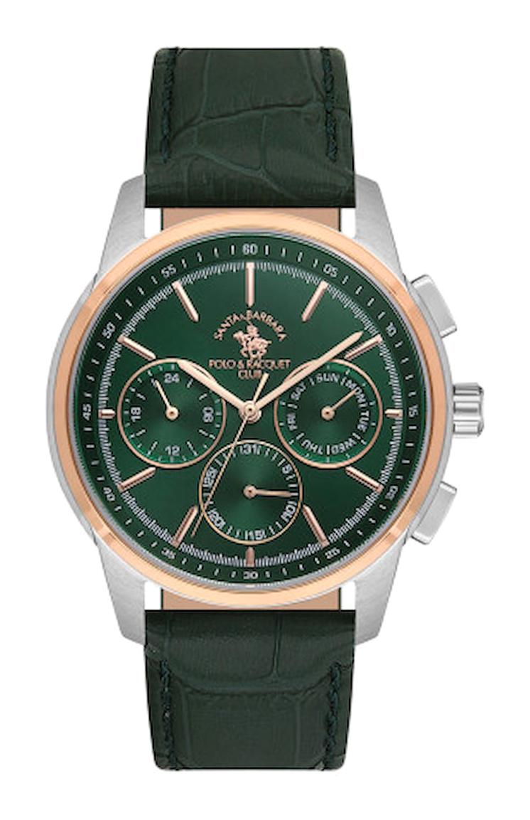 Santa Barbara Polo & Racquet Club SB.1.10514.5 Takvimli 43 mm Yeşil Deri Kordon Analog Erkek Kol Saati