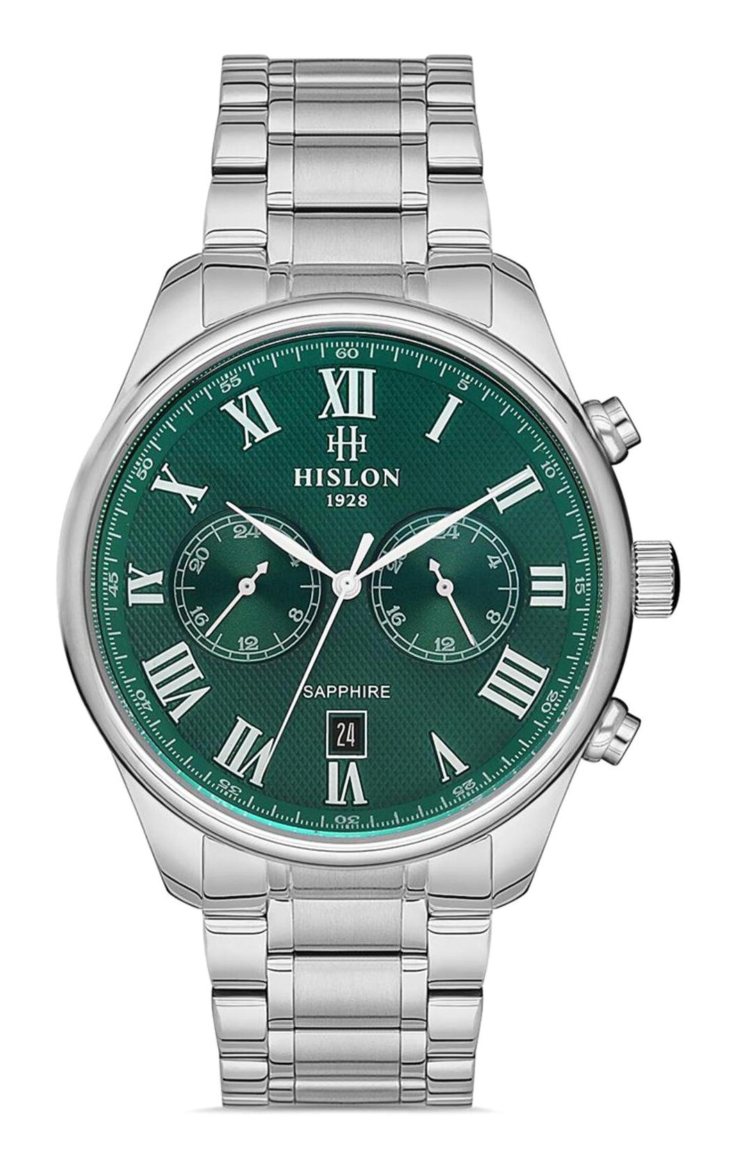 Hislon DT113S-15SS Pusulalı Takvimli 44 mm Çelik Kordon Analog Erkek Kol Saati