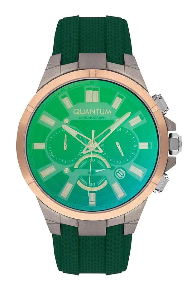 Quantum TTG1003.075 46 mm Yeşil Silikon Kordon Analog Erkek Kol Saati