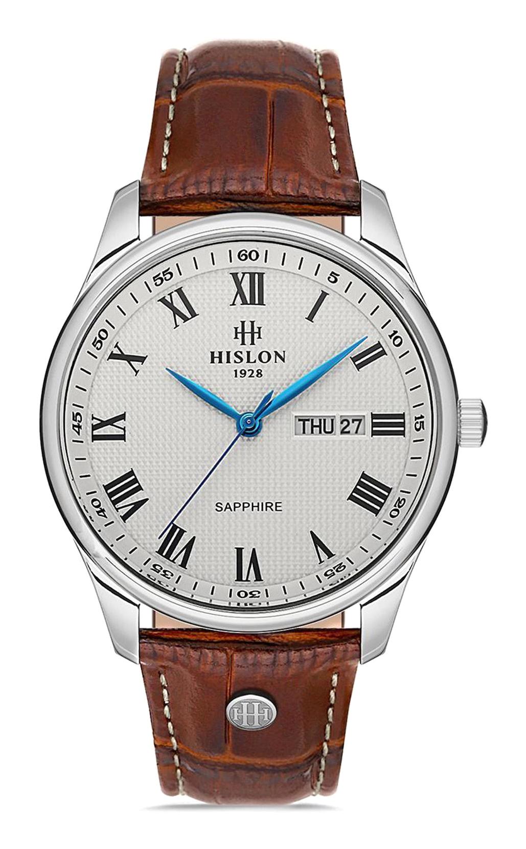 Hislon CL113S-02KS Takvimli 42 mm Kahverengi Çelik Kordon Analog Erkek Kol Saati