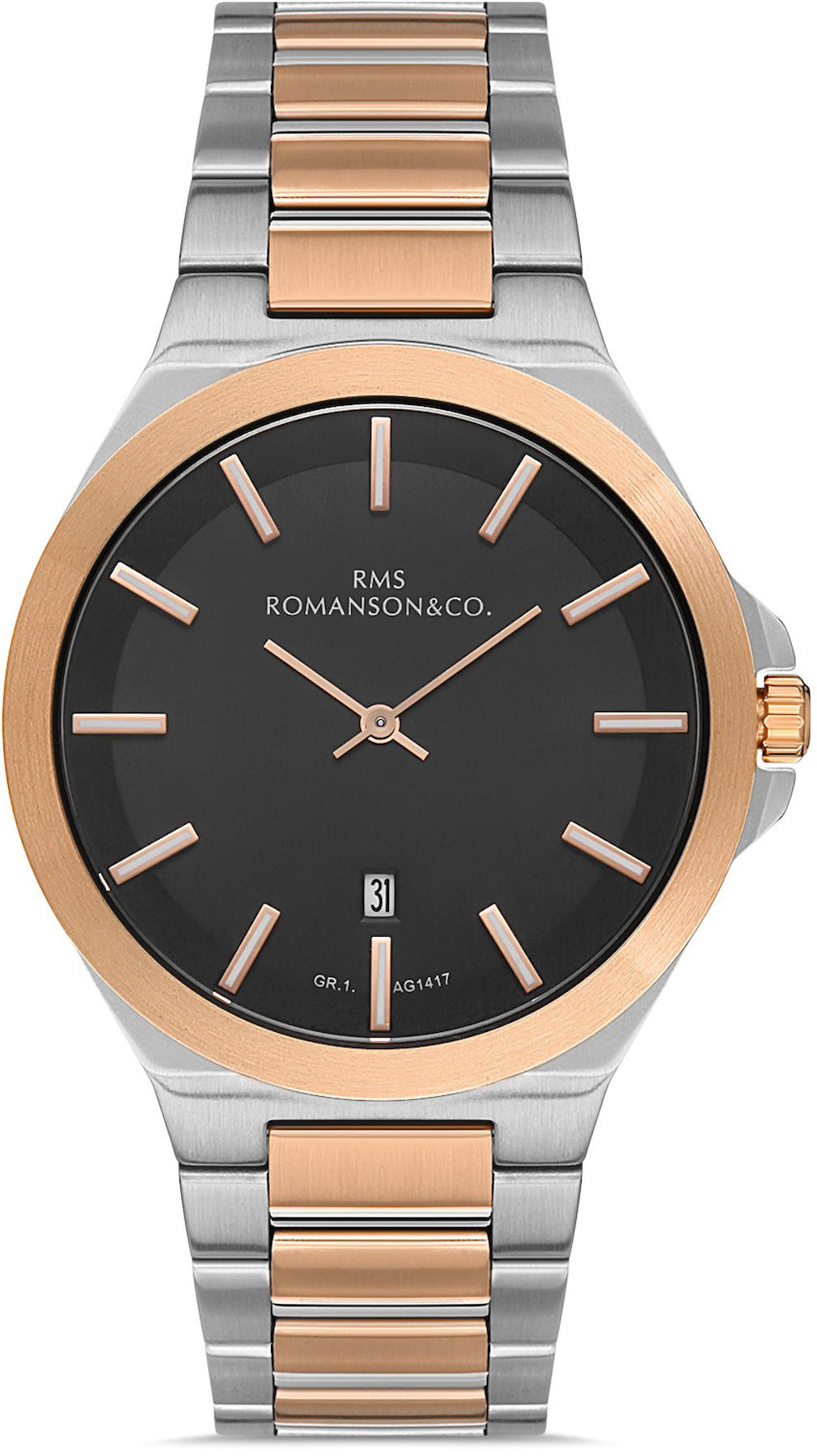 Romanson GR.1.AG1417.12 Takvimli 42 mm Çelik Kordon Analog Kol Saati