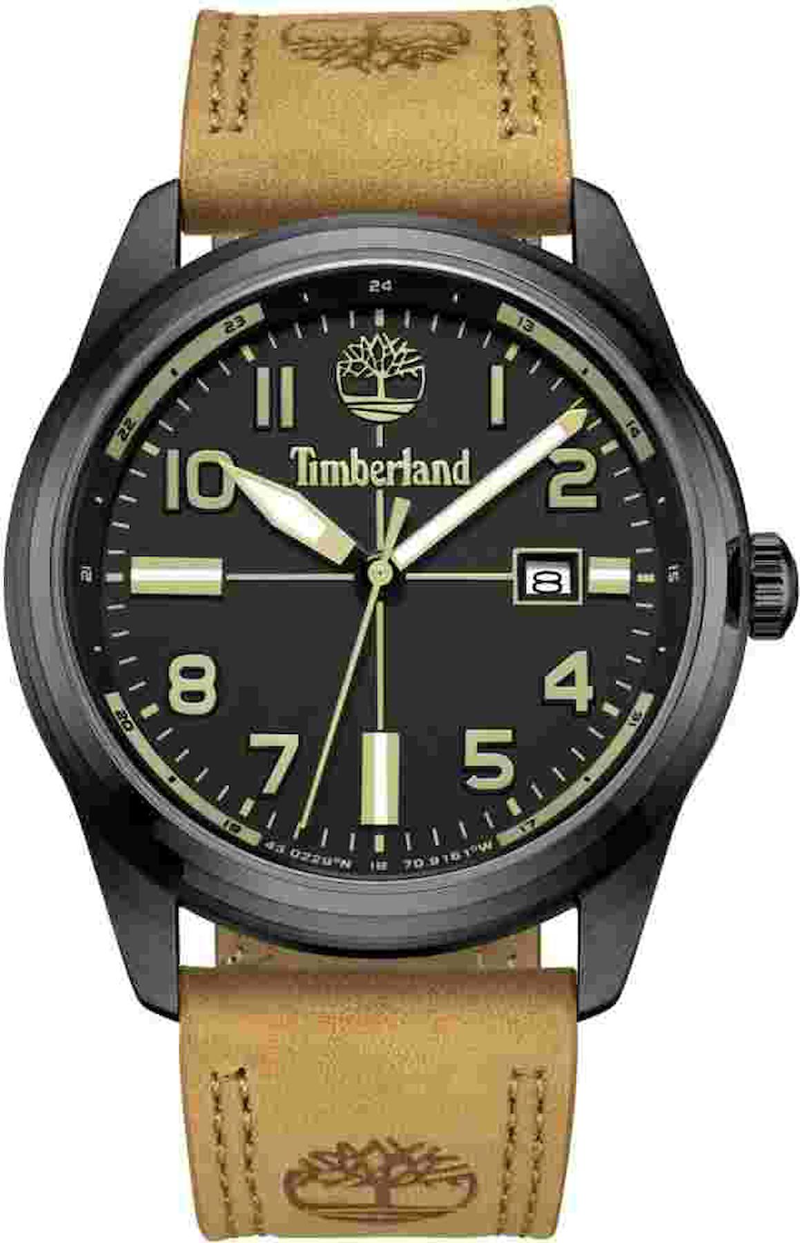 Timberland TDWGB2230701 Pusulalı Takvimli 42 mm Siyah Deri Kordon Analog Kol Saati