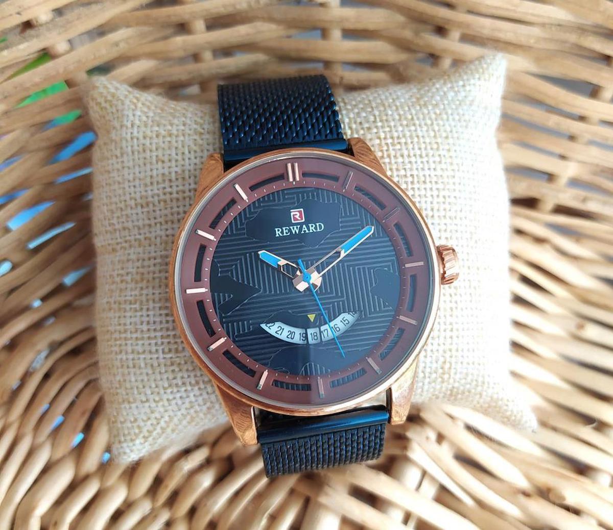 Reward RD63024M Takvimli 45 mm Lacivert-Rose Gold Çelik Kordon Analog Erkek Kol Saati