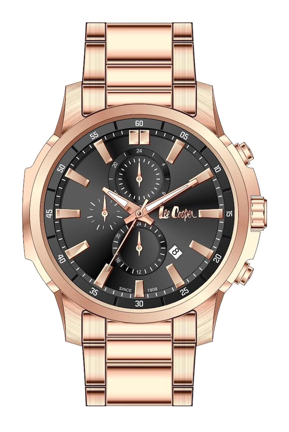 Lee Cooper LC06846.850 Takvimli 46-50 mm Rose Gold Çelik Kordon Analog Erkek Kol Saati