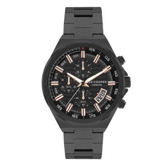 Lee Cooper LC07717.650 Takvimli 44 mm Siyah Çelik Kordon Analog Erkek Kol Saati