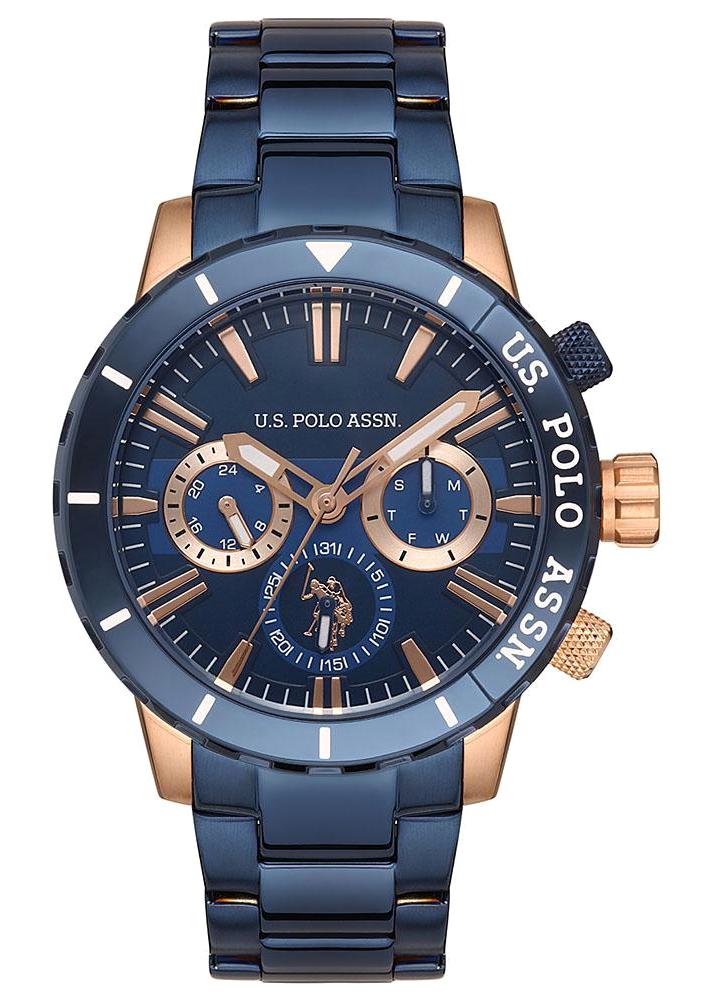 U.S. Polo Assn USPA1026-04 Takvimli 45 mm Lacivert Çelik Kordon Analog Erkek Kol Saati