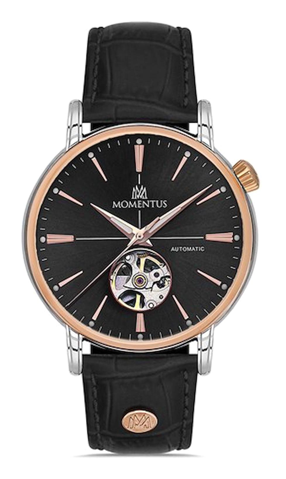 Momentus TM349T-04BR Takvimli 41 mm Siyah Deri Kordon Analog Erkek Kol Saati