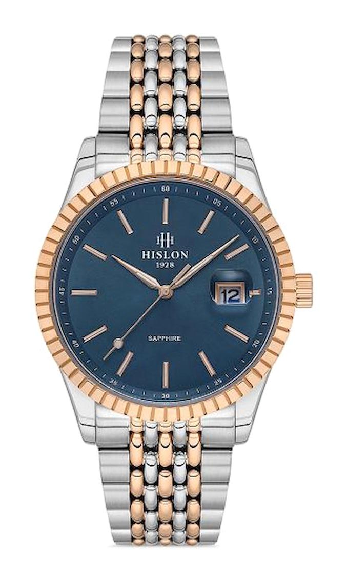 Hislon CL145T-11SR Takvimli 41 mm Gri-Rose Gold Çelik Kordon Analog Erkek Kol Saati
