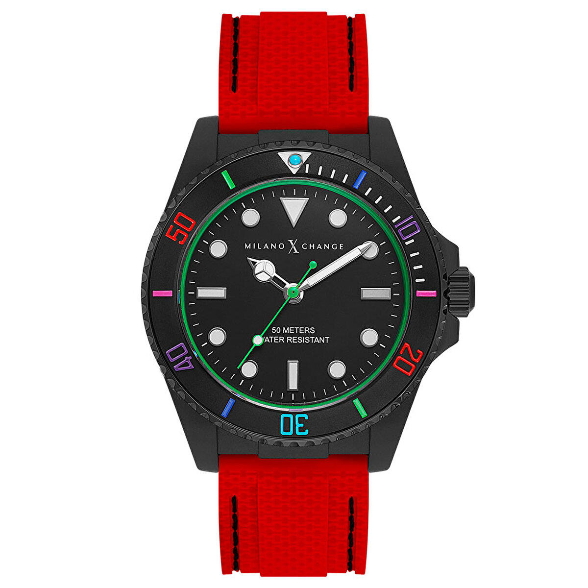 Milano X Change MXG1112 Takvimli 43 mm Kırmızı Silikon Kordon Analog Erkek Kol Saati