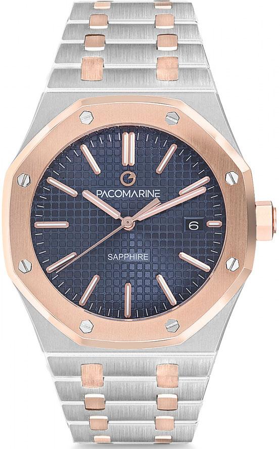 Pacomarine PM.17001.04 Takvimli 40 mm Gri-Rose Gold Çelik Kordon Analog Kol Saati