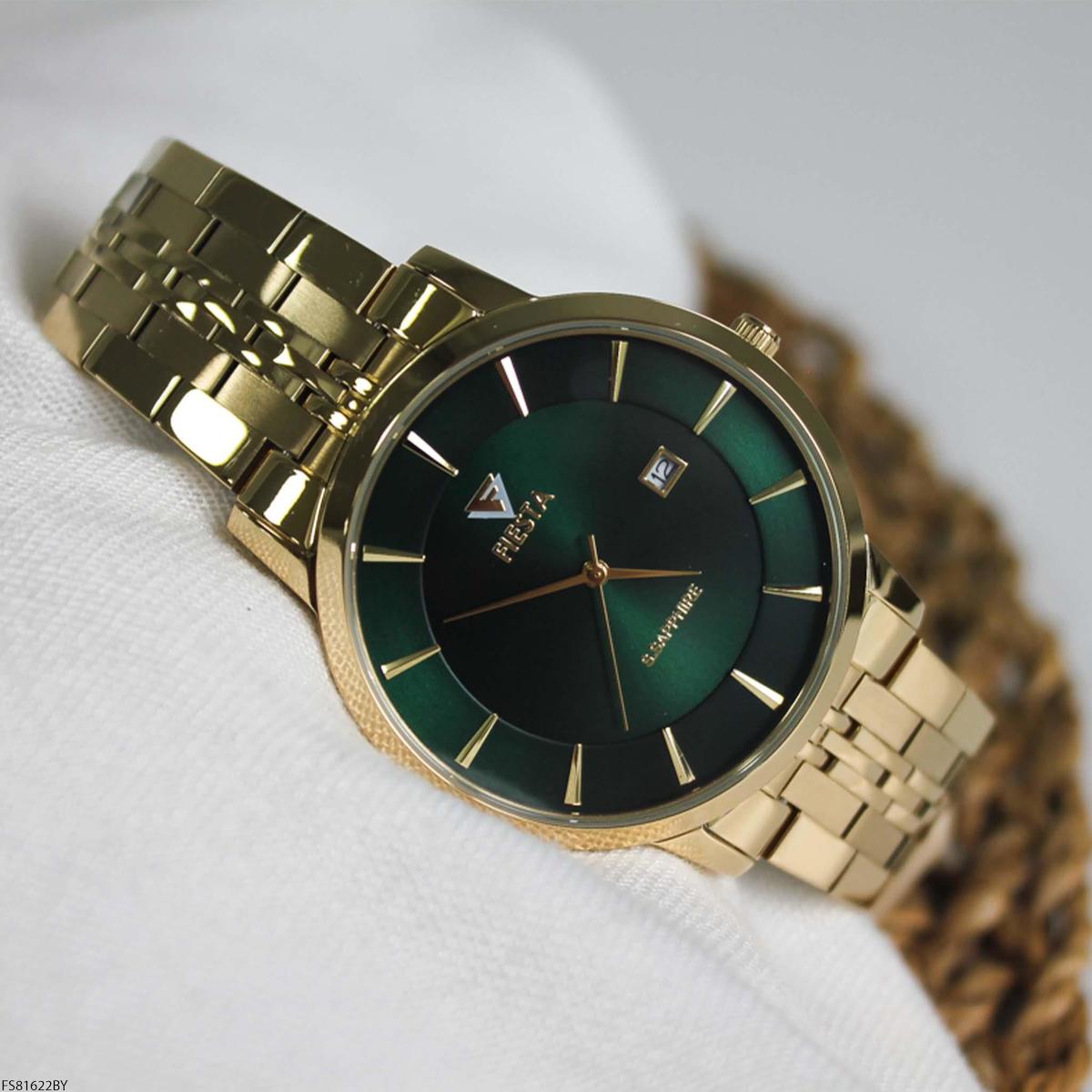Fiesta FS81622BY Takvimli 42 mm Altın Çelik Kordon Analog Erkek Kol Saati