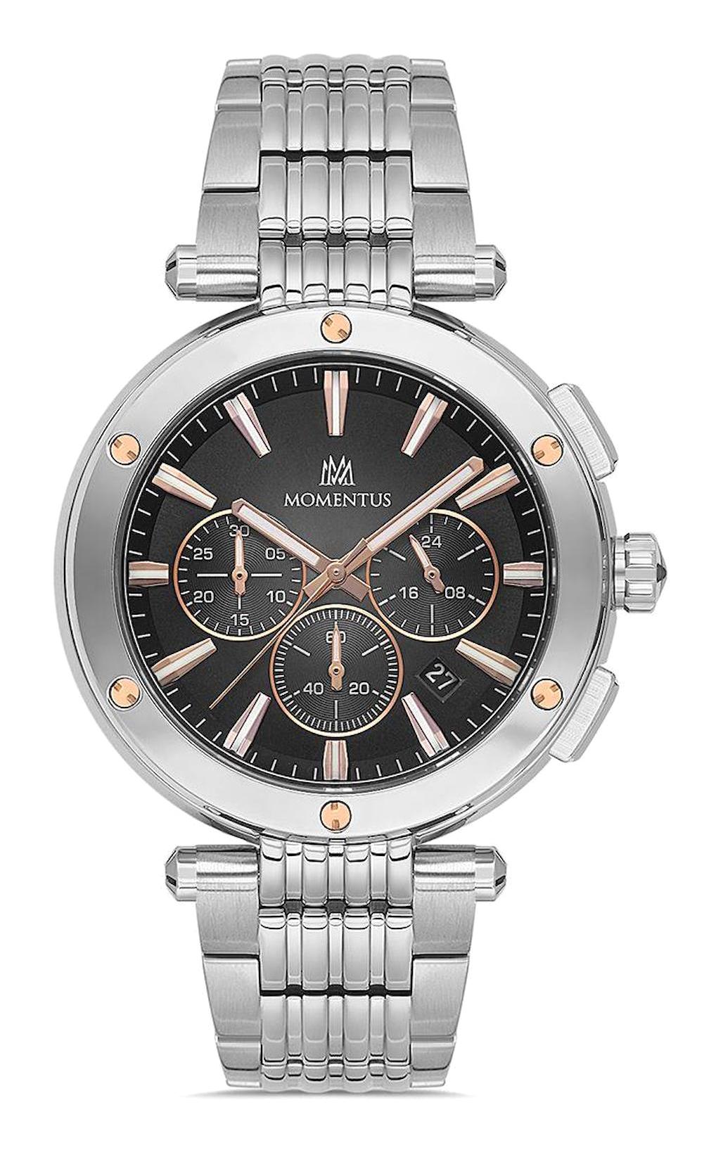 Momentus TM263S-04SR Takvimli 44 mm Metal Kordon Analog Kol Saati