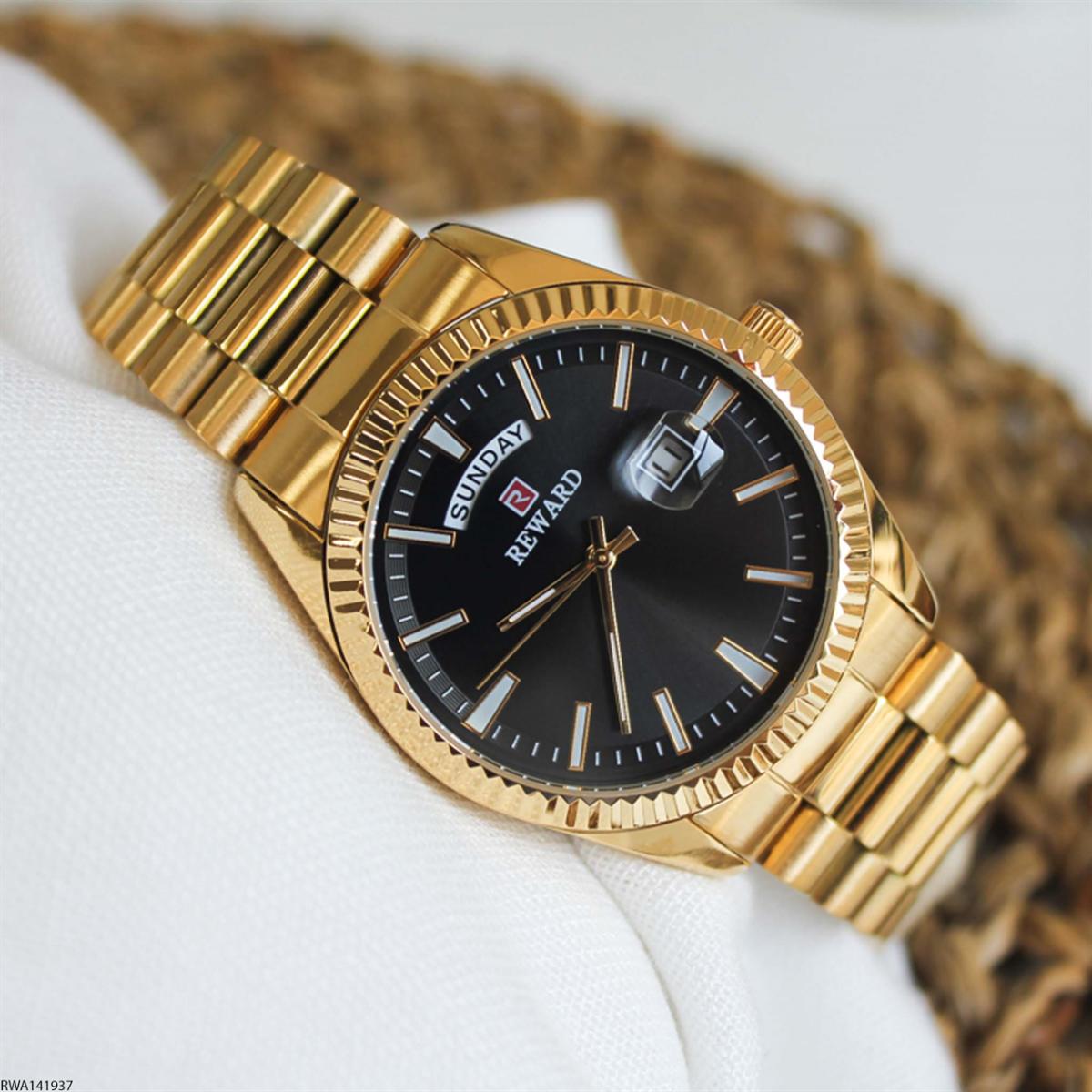 Reward RWA141937 Takvimli 41 mm Altın Çelik Kordon Analog Erkek Kol Saati