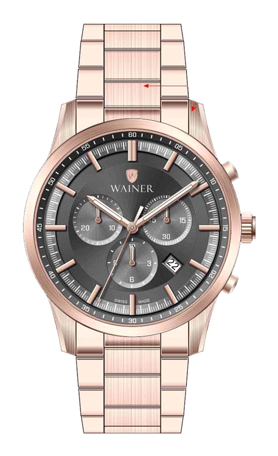 Wainer WA.19426-E Pusulalı Takvimli 42 mm Rose Gold Çelik Kordon Analog Erkek Kol Saati