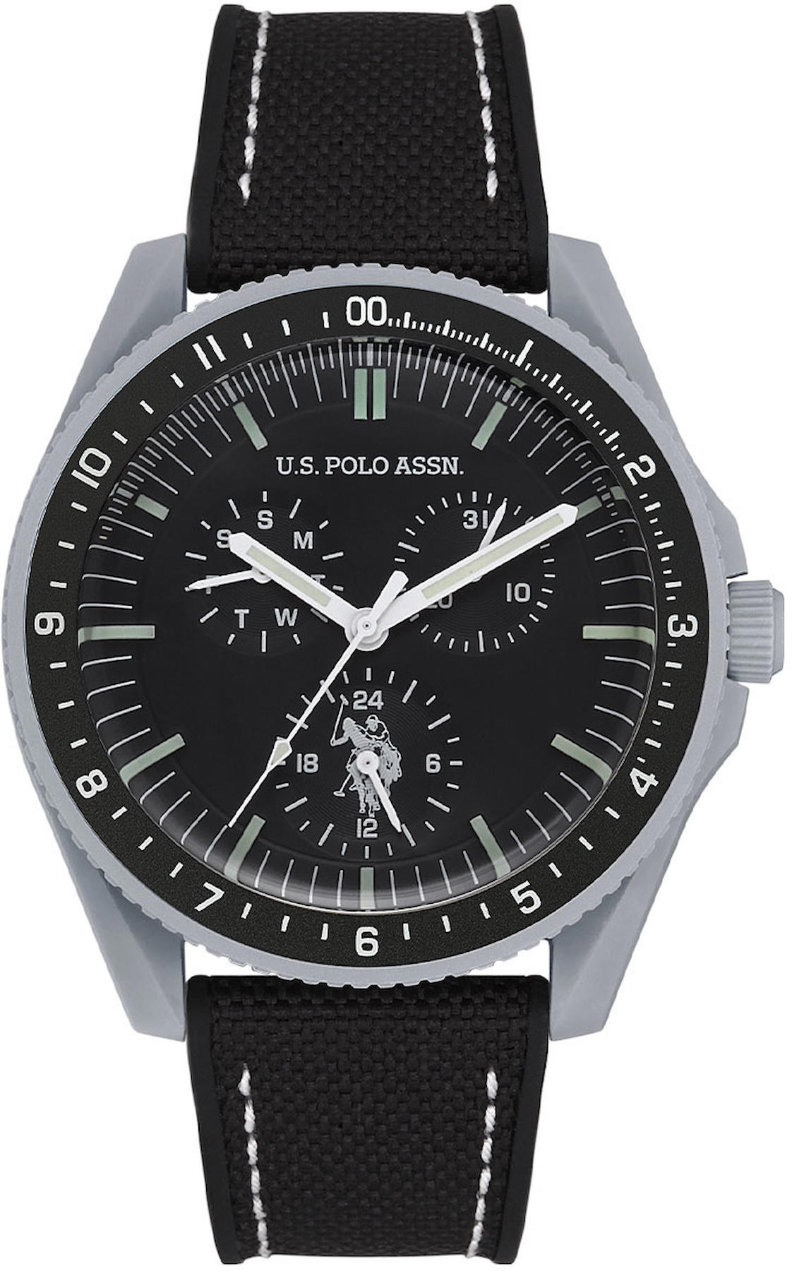 U.S. Polo Assn USPA1053-03 Takvimli 40 mm Siyah Kanvas Kordon Analog Kol Saati