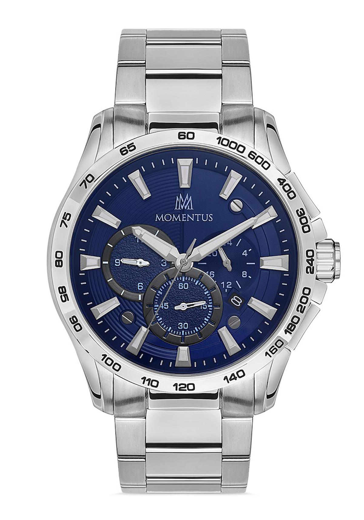 Momentus SM349S-11SS Takvimli 44 mm Çelik Kordon Analog Erkek Kol Saati
