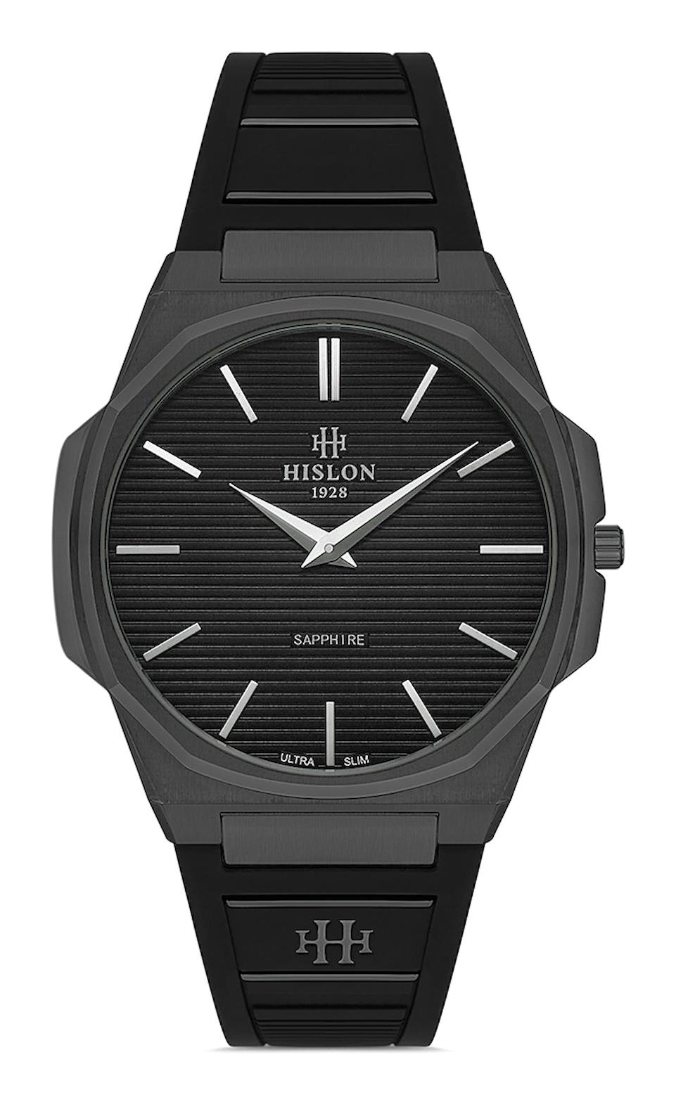 Hislon CL127N-04BS 40 mm Siyah Silikon Kordon Analog Erkek Kol Saati