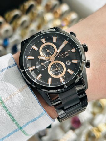Jg. Polo Club JPC.0923.2261M.05 Takvimli 44 mm Siyah Çelik Kordon Analog Erkek Kol Saati
