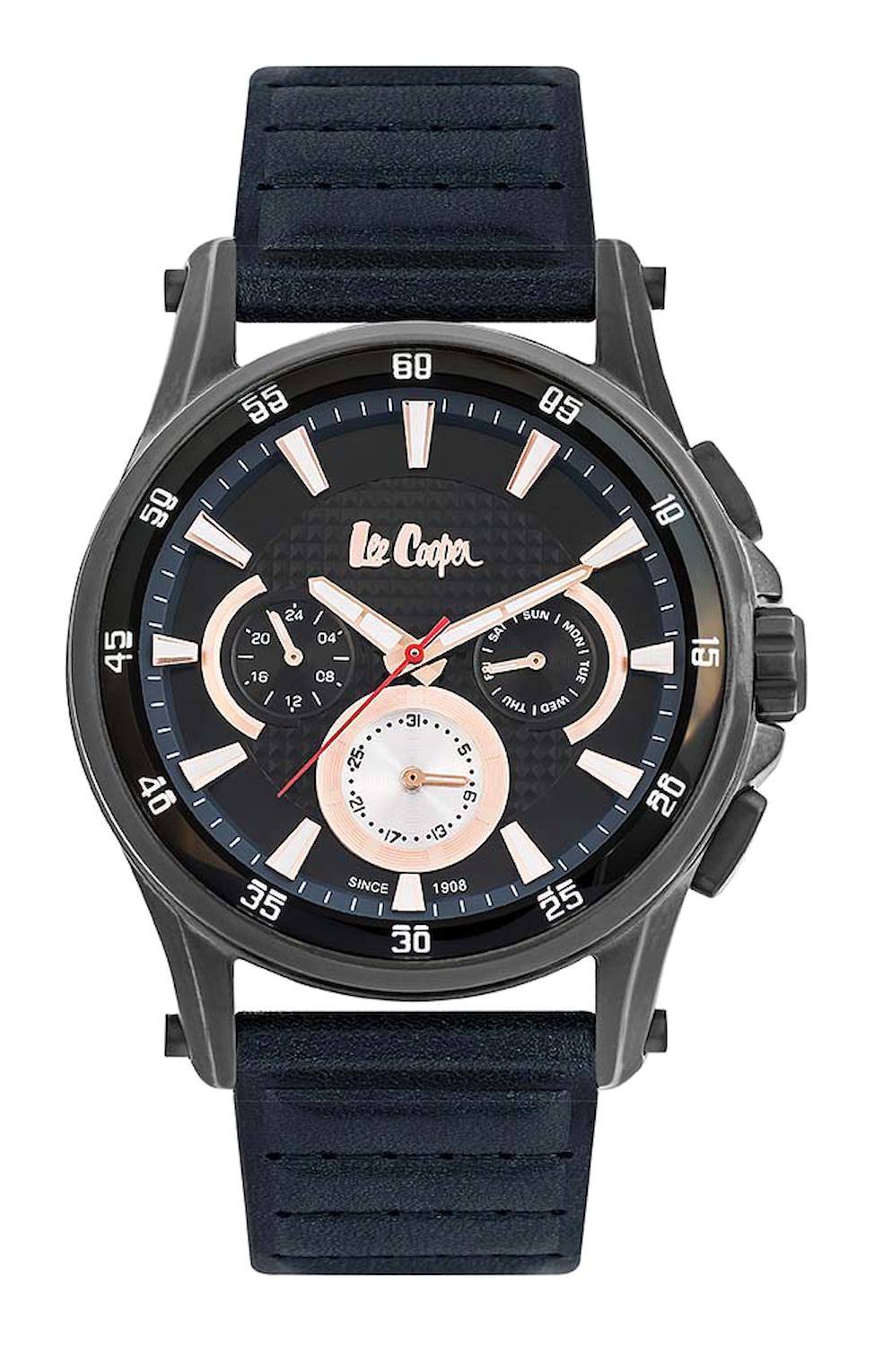 Lee Cooper LC06540.659 Takvimli Siyah Silikon Kordon Analog Erkek Kol Saati