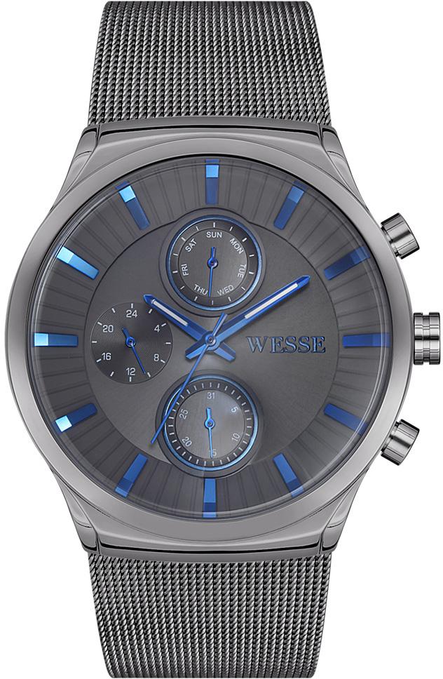 Wesse WWG205404 Pusulalı Takvimli 42 mm Füme Çelik Kordon Analog Erkek Kol Saati