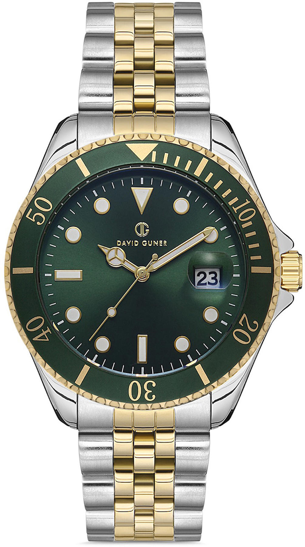 David Guner DG-8230GA-D10 Takvimli 42 mm Altın-Çelik Kordon Analog Kol Saati