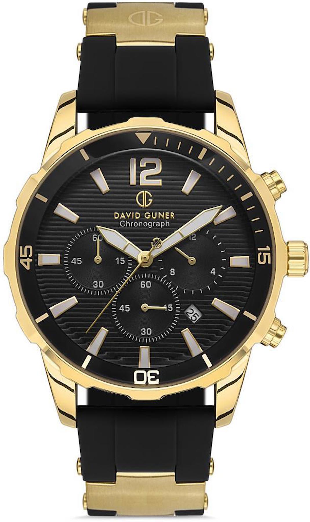 David Guner DG-8456GD-N2 Takvimli 42 mm Altın-Siyah Çelik Kordon Analog Erkek Kol Saati