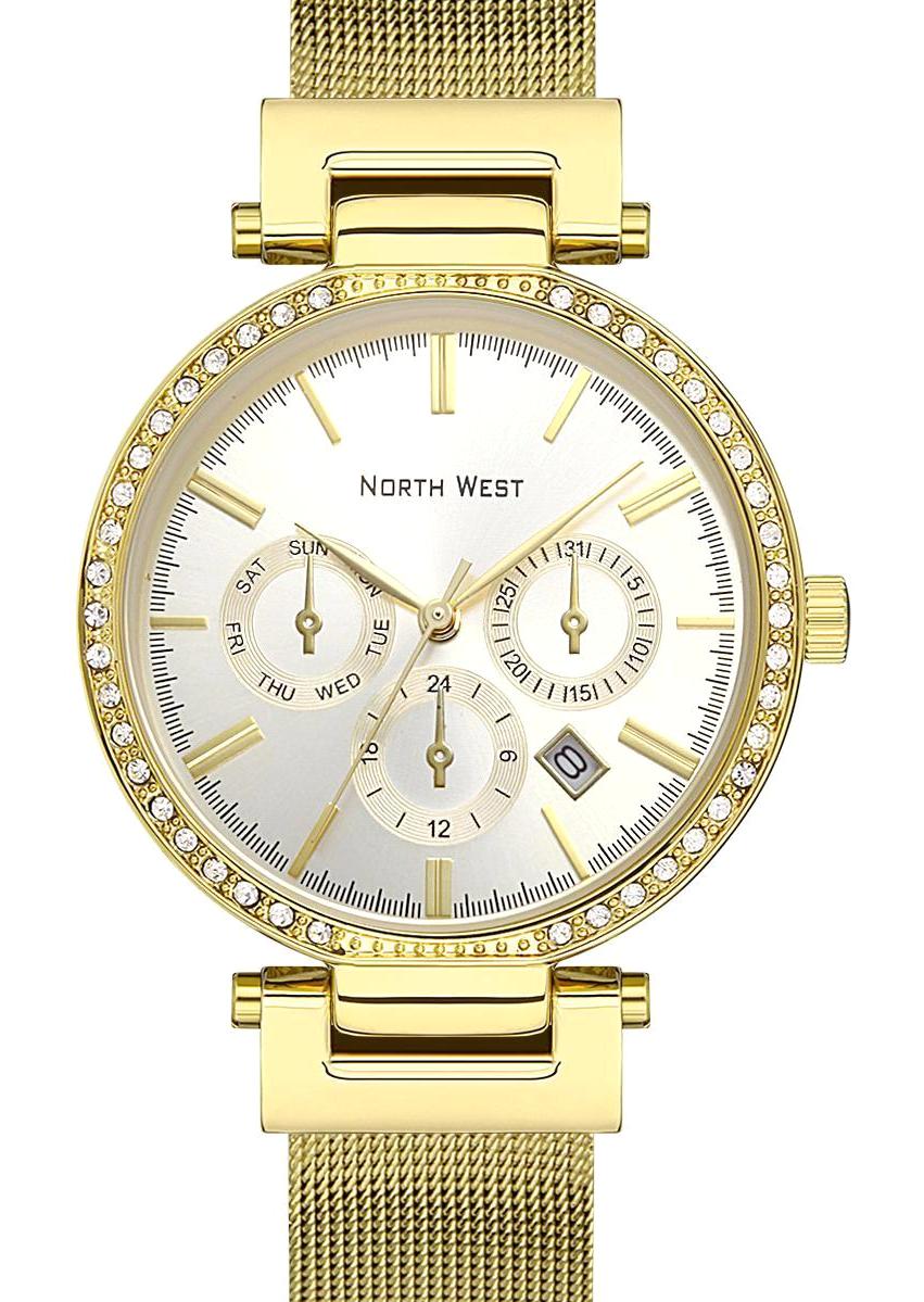 Northwest NW-2117-F Takvimli 41-45 mm Altın Hasır Kordon Analog Kol Saati