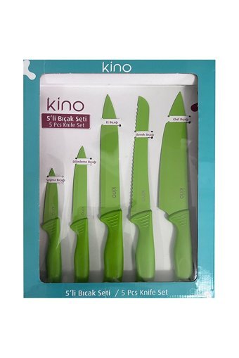 kino Ahşap Stant 5'li Yeşil Bıçak Seti
