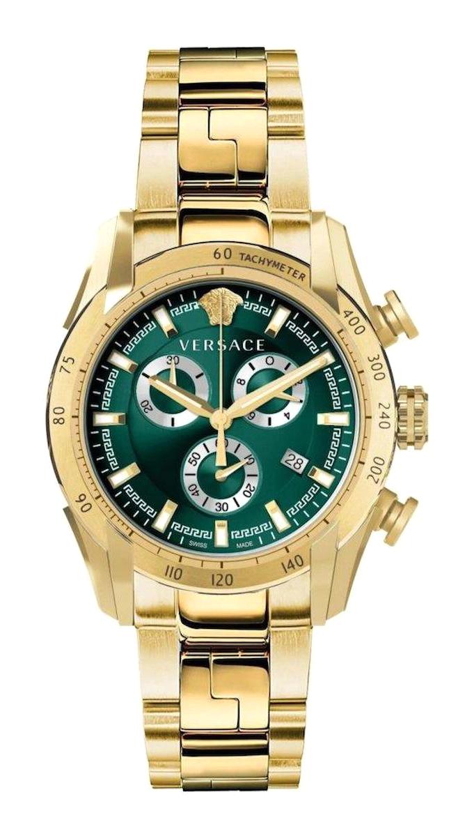 Versace VRSCVE2I00621 Takvimli 44 mm Altın Çelik Kordon Analog Erkek Kol Saati