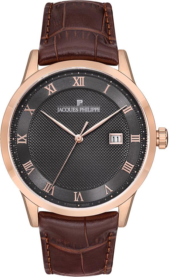 Jacques Philippe JPQGS123143 Takvimli 43 mm Kahverengi Deri Kordon Analog Erkek Kol Saati