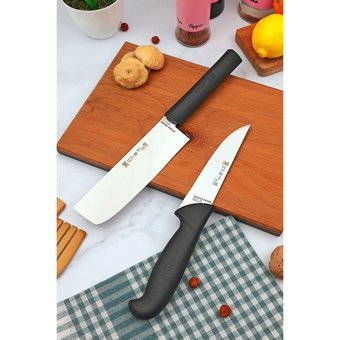 Castle Kitchen Mutfak Bıçak Seti 2 Parça Nakiri Şef Bıçağı Et Ekmek Sebze Meyve Doğrama No :1 - 2 Adet