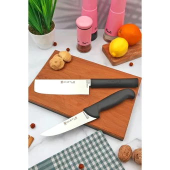 Castle Kitchen Mutfak Bıçak Seti 2 Parça Nakiri Şef Bıçağı Et Ekmek Sebze Meyve Doğrama No :1 - 2 Adet
