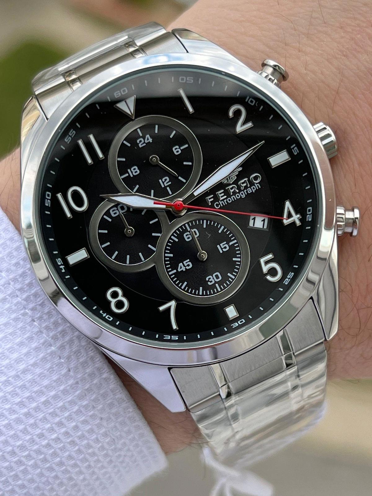 Ferro EFM31454-A2 Su Geçirmez Takvimli 44 mm Çelik Kordon Analog Erkek Kol Saati