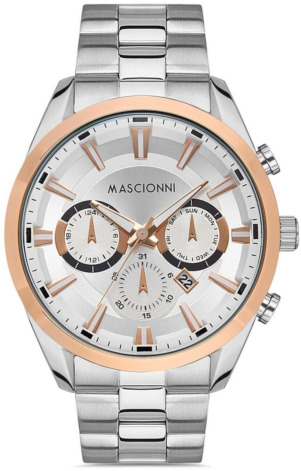 Mascionni M.1.1113A.08 Takvimli 42 mm Çelik Kordon Analog Kol Saati