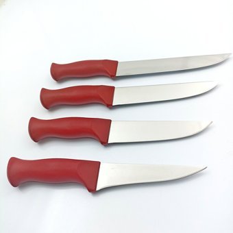 Göcen N6 Mow Yüksek Kalite Çelikten Plastik Saplı 4 Parça Bıçak Seti - Vişne