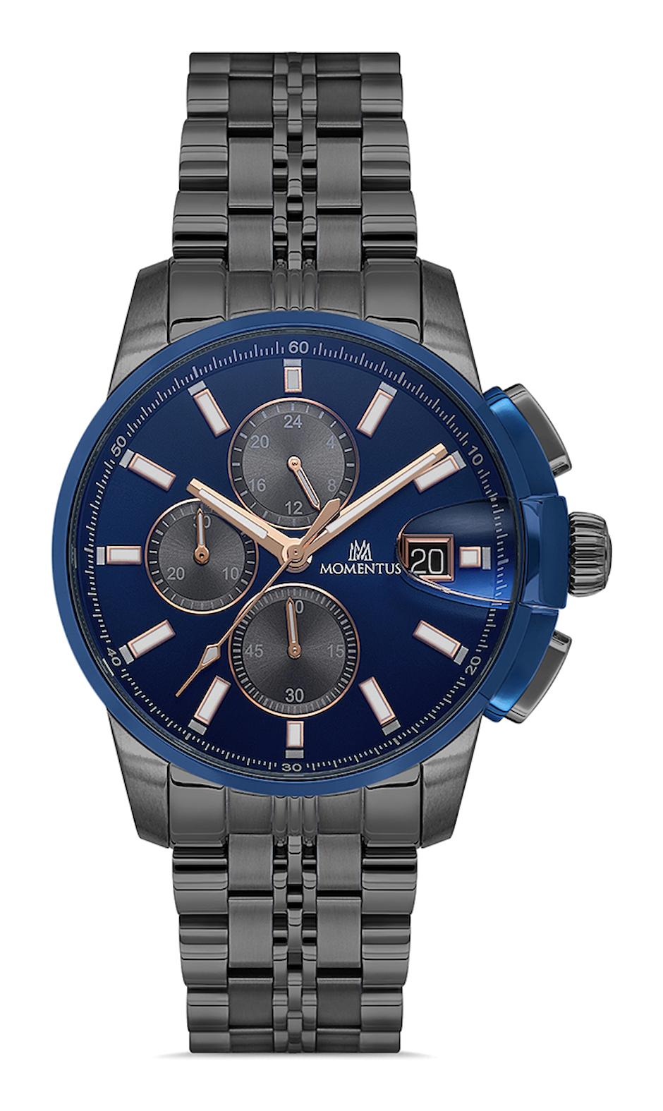 Momentus SM385N-11SR Takvimli 43 mm Siyah Çelik Kordon Analog Erkek Kol Saati