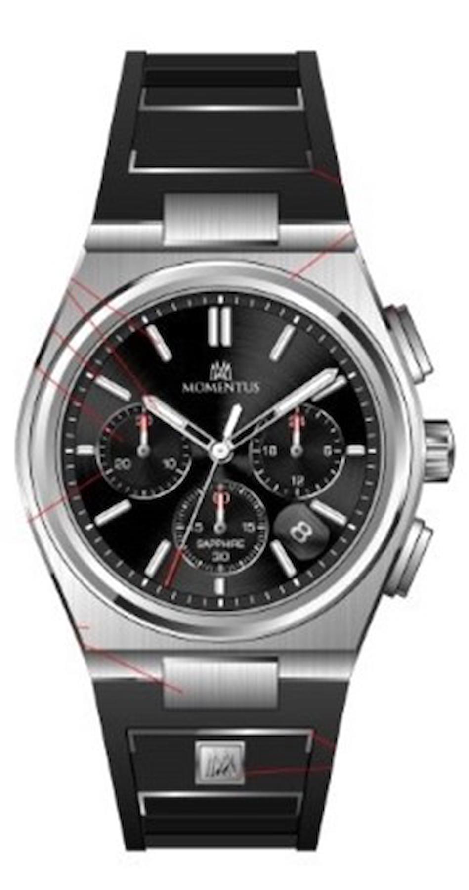 Momentus TM345S-04BS Takvimli 43 mm Siyah Plastik Kordon Analog Erkek Kol Saati
