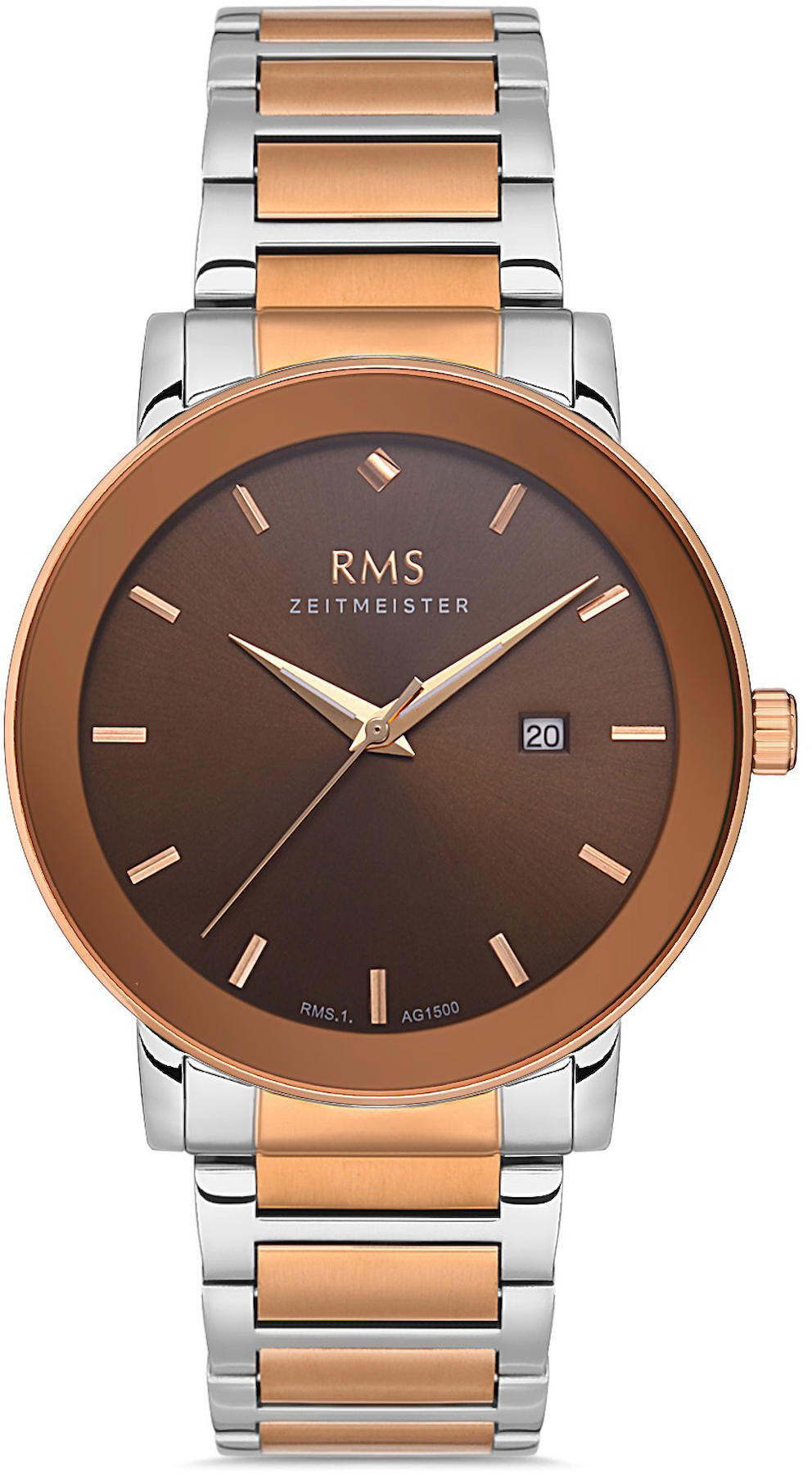 Romanson RMS.1.AG1500.04 Takvimli 44 mm Gri-Rose Gold Çelik Kordon Analog Kol Saati