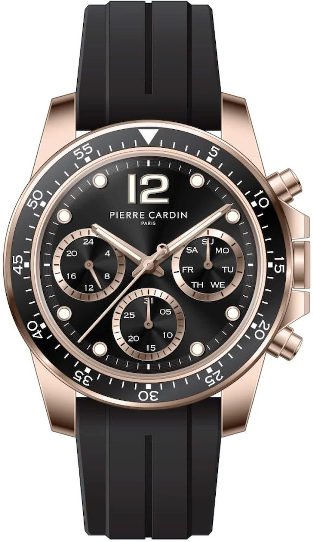Pierre Cardin PCCNI.0025 Takvimli 40 mm Siyah Silikon Kordon Analog Kol Saati