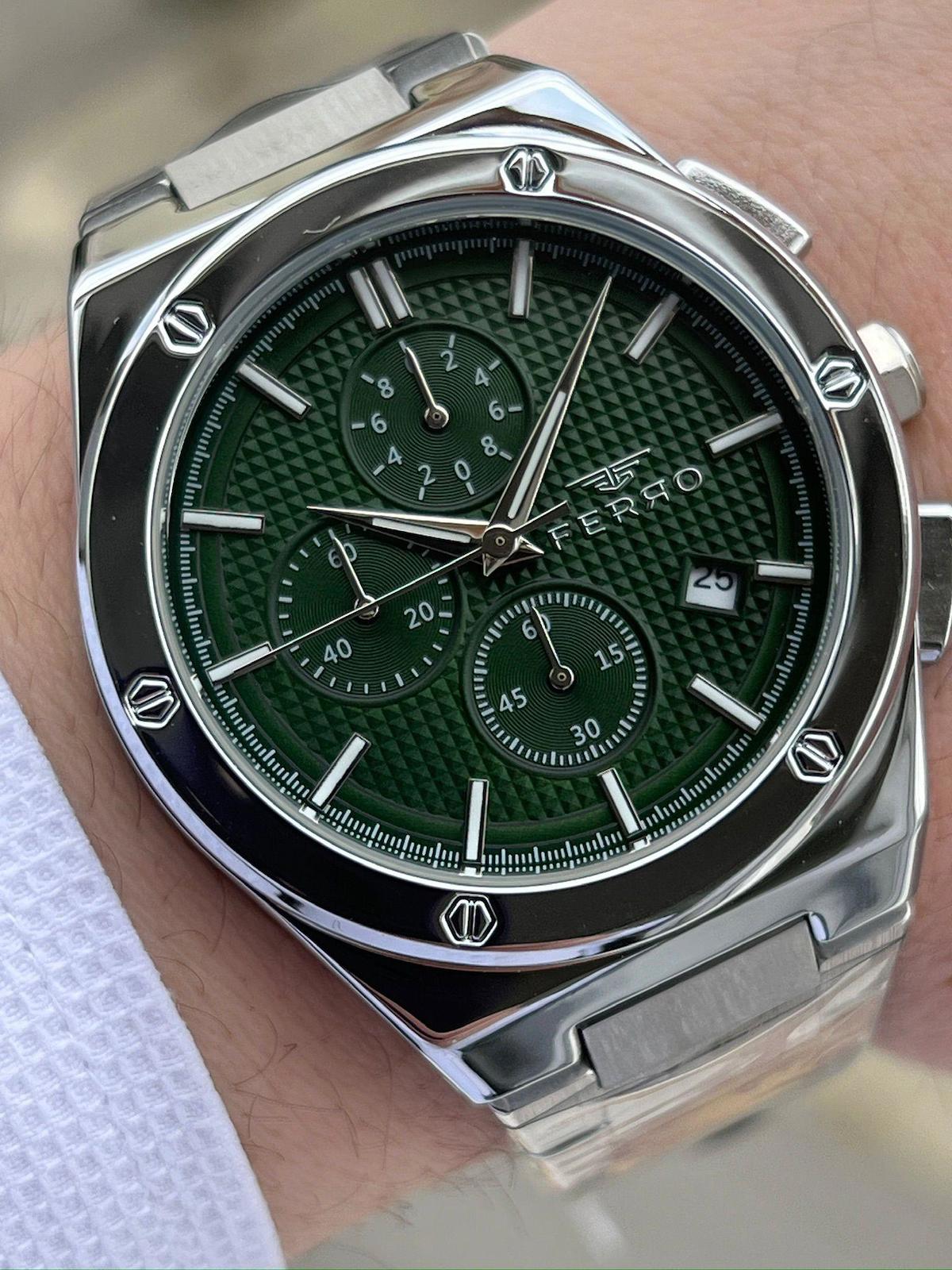 Ferro EFM1102A-A6 Su Geçirmez Takvimli 44 mm Çelik Kordon Analog Erkek Kol Saati