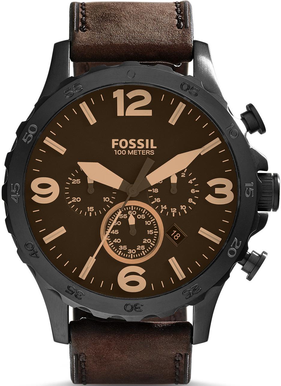 Fossil JR1487 Takvimli 50 mm Kahverengi Deri Kordon Analog Erkek Kol Saati