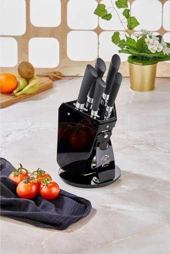 Cooker Şef Standlı 6 Parça Paslanmaz Çelik Bıçak Seti