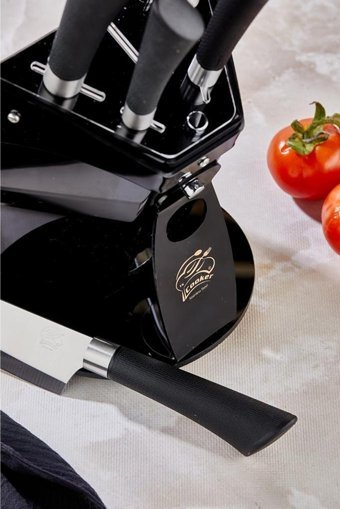 Cooker Şef Standlı 6 Parça Paslanmaz Çelik Bıçak Seti