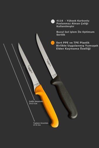 LAZBİSA Mutfak Bıçak Seti Fileto Steak Bıçağı 2 li Gold ve Black Serisi
