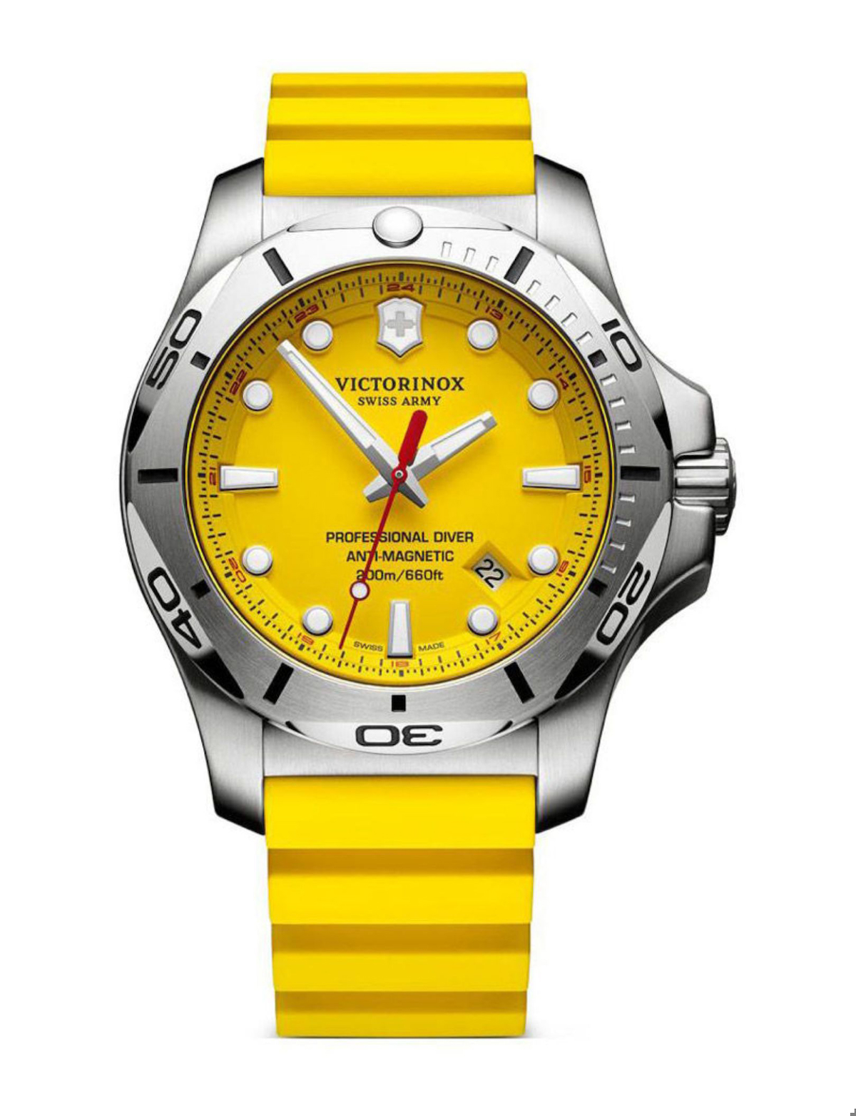 Victorinox Swiss Army 241735 Pusulalı Takvimli 45 mm Sarı Kauçuk Kordon Analog Kol Saati