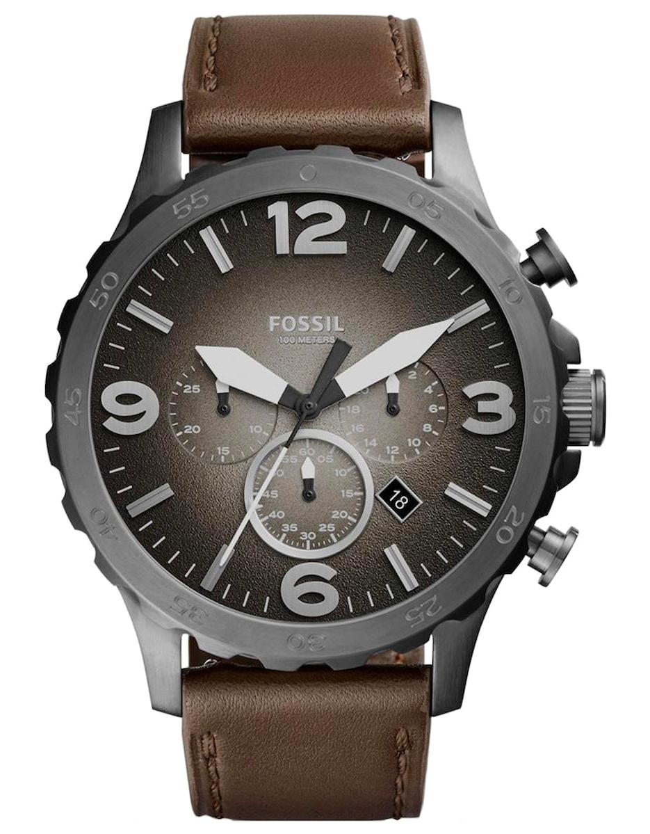 Fossil JR1424 Takvimli 50 mm Kahverengi Deri Kordon Analog Kol Saati